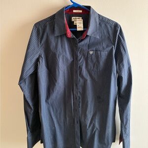 Ariat Women’s Navy Pinstripe Button Down Shirt